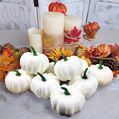 Image of Ulalaza 16pc Artificial Pumpkins Home Decor Set - 30 Maple Leaves & 10 Acorns & 2 Pinecones