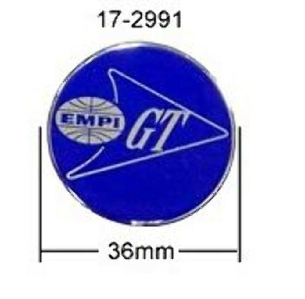 Horn Button, 36mm EMPI GT logo, Blue, Set of 4, Compatible with Dune Buggy