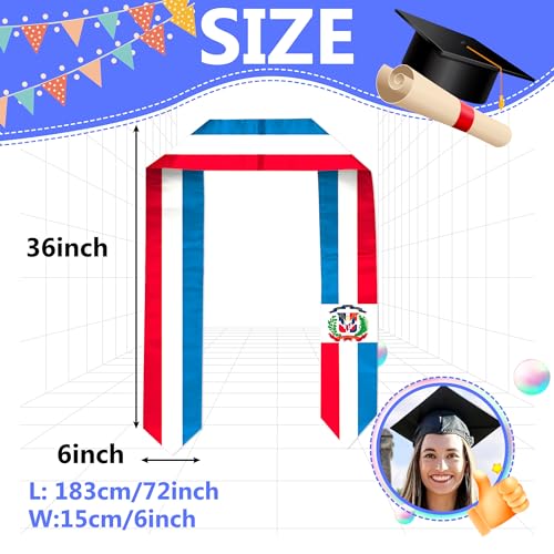 Dominican Republic Flag Graduation Stole Sash, Dominican Republic Flag Graduation Shawl Sash Stole Wraps Scarf For International Study Pride Women Men2