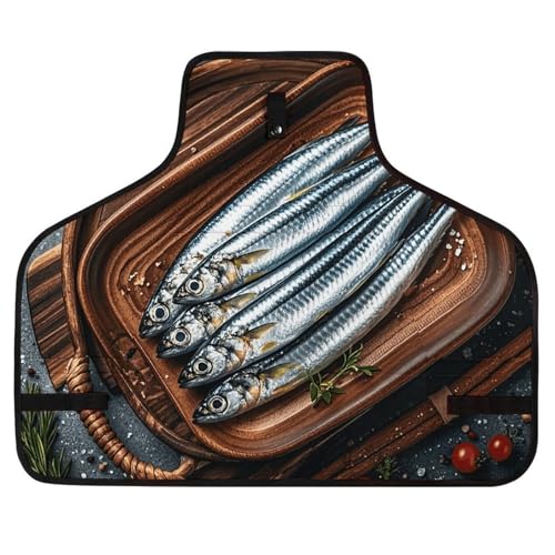 Delantal cruzado Sardines con bolsillo ajustable miniatura 1