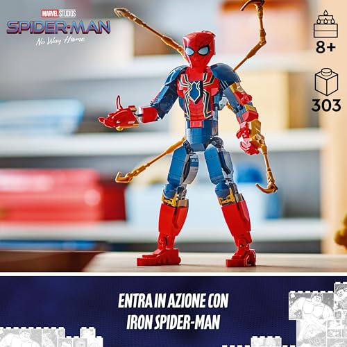LEGO | Marvel Personaggio Costruibile di Iron Spider-Man, Gioco d'Azione per Bambini e Bambine da 8 Anni con Supereroe Snodabile, Action Figure con 4 Braccia Extra, Idea Regalo da Collezione 76298 - Immagine 1