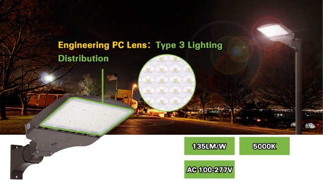 Image of hykolity 240W /300W Switchable LED Parking Lot Light, 150LM /W 5000K LED Street Lighting with Photocell Sensor[750W-1000W HPS Equiv.] 5000K 100-277V, Commercial Adjustable Arm Mount LED Shoebox Light