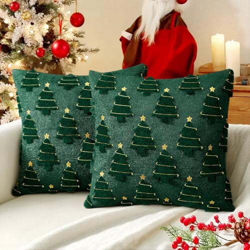 RUIDAY Christmas Pillow Covers 18x18 Inch Set of 2 Xmas...