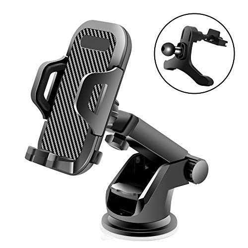Veroyi Car Phone Mount, 3-in-1 Extendable Dashboard Windshield Car Air Vent Cell Phone Holder, One-Button Release Design, Compatible with 4-6.5 Inches Mobile Phone Devices