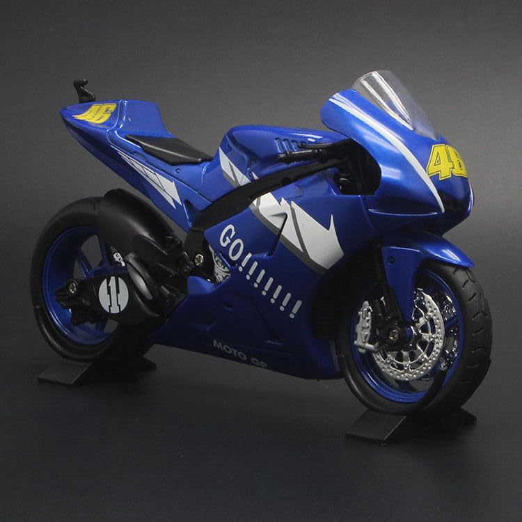 Image of FEXXA Police Motorcycle Toy - Pull Back Motorcycle Toys, Tiny Gift with Music Lighting, Latte Motorcycles Toy for Kids Boys Age 3-8 Year Old [NEW] (1.12 YAHAMA Moto GP Gavin Bike-Blue)