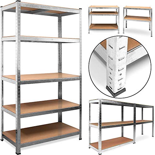 Shelving Unit for Garages and Sheds 180x90x40cm Racking Storage Shelves Metal Shelving 5 Tier Boltless Garage Storage Shelving Adjustable Shelf Easy Assembling Total Capacity 875KG -Galvanised