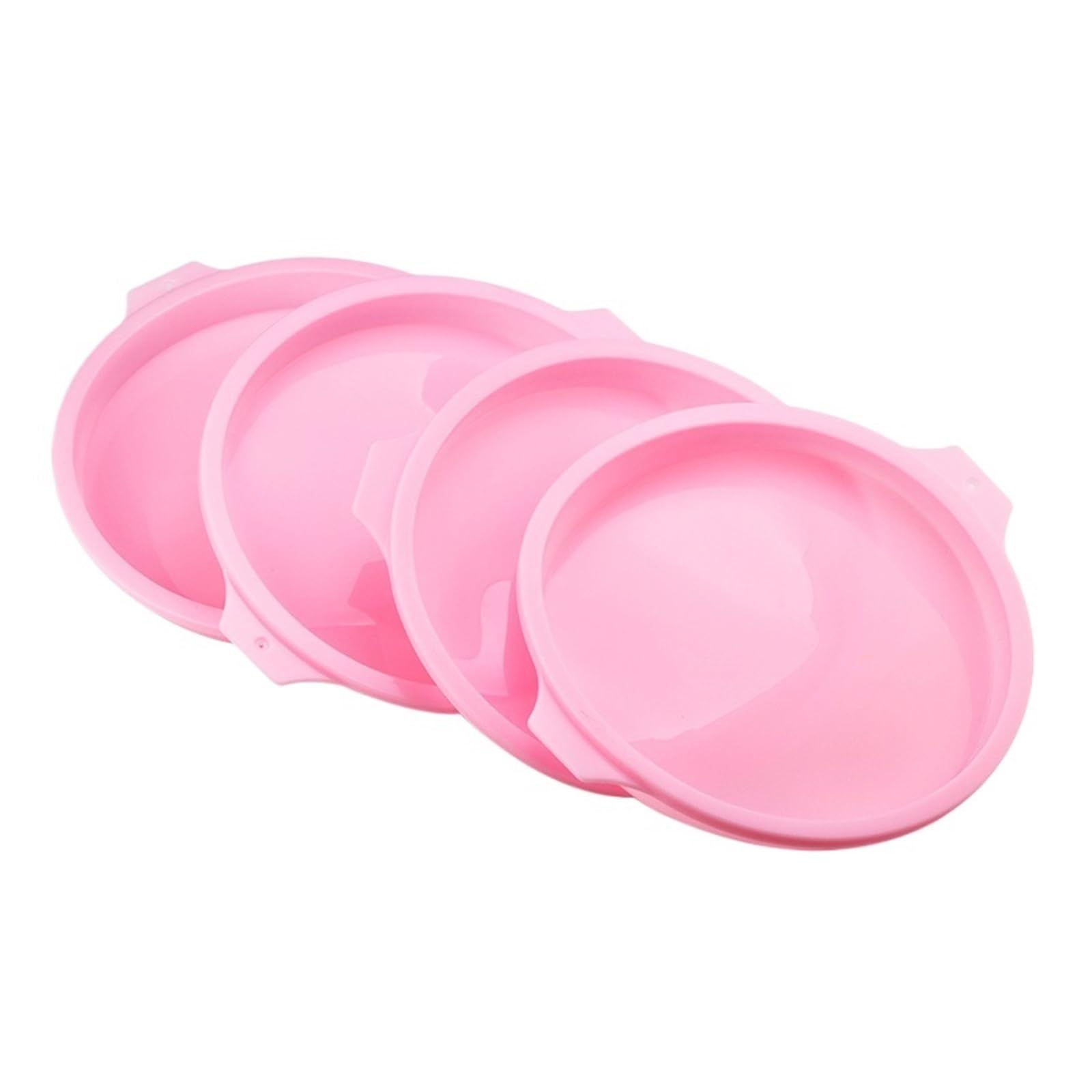 Generico 2-8 pezzi di tortiera in silicone da 4/6/8 pollici Set strati rotondi Stampo for dolci for strumenti cottura Arcobaleno e mousse(8in pink 4pcs)