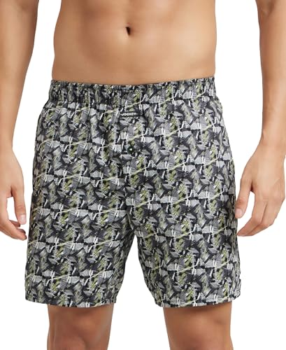 Image of Jockey NY07 Men's Super Combed Cotton Satin Weave Printed Boxer Shorts with Side Pocket