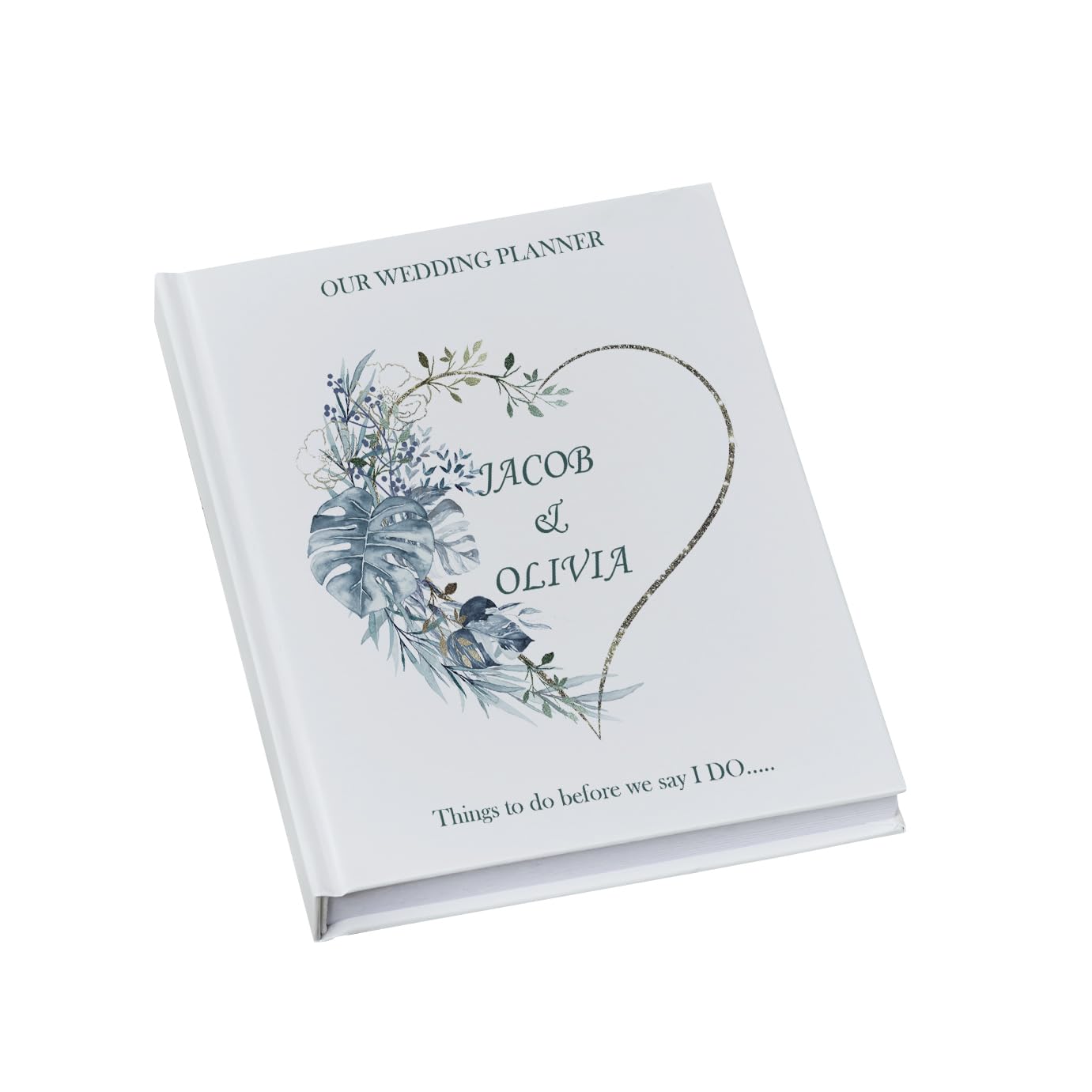 Personalised Wedding Planner Book Engagement Gift With Blue Palms A5