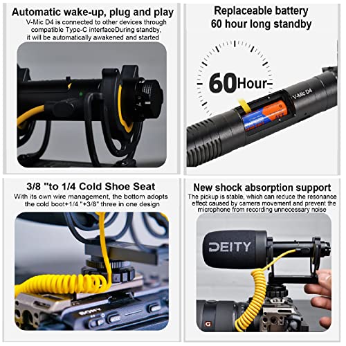 Image of Deity Microphone V-Mic D4,Professional External Camera Video Microphones,Shotgun Mic with Shock Mount Supports USB-C Digital Output for PCs for Cameras Recorders Smartphones Laptops and Tablets