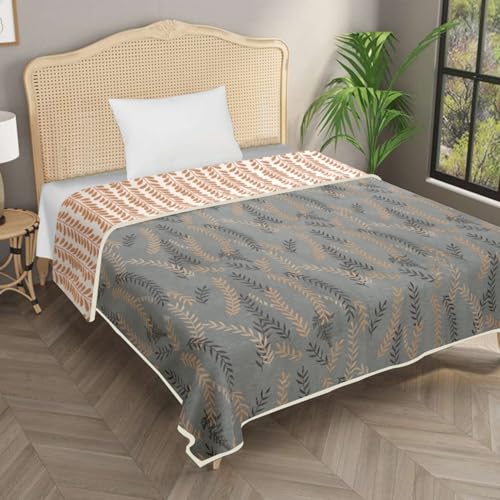 Image of Homestan Reversible All Season Cotton Feel Dohar for Single Bed,Soft Light Weight AC Blanket /Comforter for Summer /Winter /Monsoon (58x86 Inches, Fern Night)