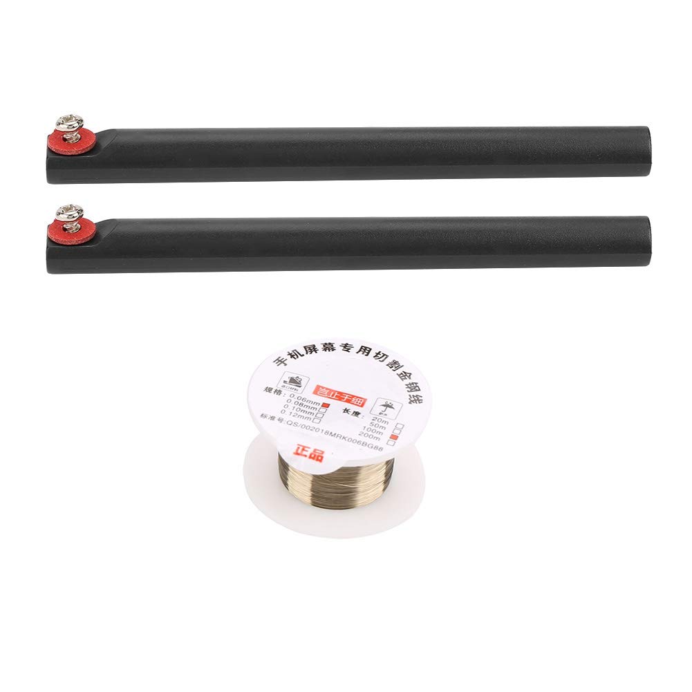 100M Molybdändrahtschneidelinie, Drahtschneiden mit Griff LCD Bildschirm Separator für Alle Arten Von Handy Bildschirmen Schneidedraht(0.06MM*100m+ handle set)