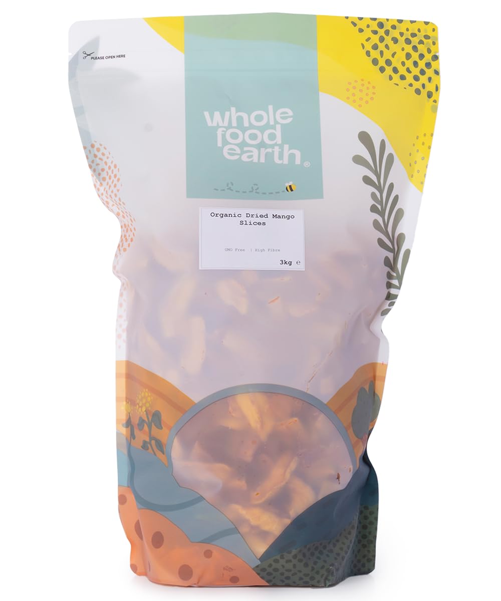 Wholefood Earth Organic Dried Mango Slices – 3 kg | GMO Free | Vegan | High Fibre | Certified Organic