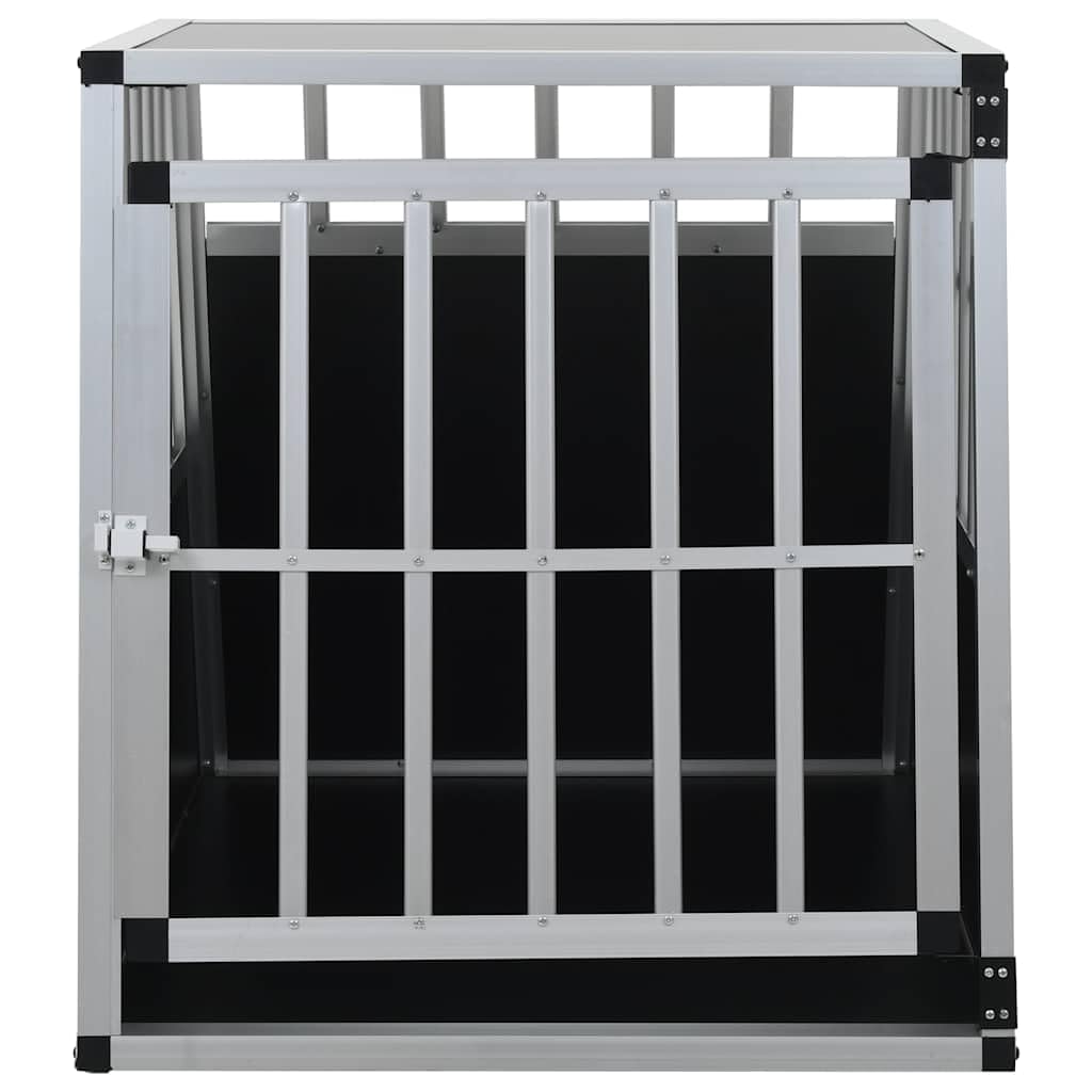 Hundetransportbox aus Aluminium und MDF mit Einzeltür 65 x 91 x 69,5 cm, wetterfester Hundehütte für Kofferraum, Schutz und Komfort für mittelgroße bis große Hunde im Auto