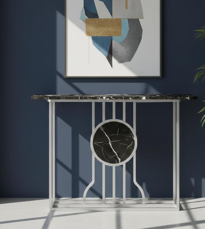 Image of Accent Table, Side Table, Small end Table, and Rectangular Bedside Table with Contemporary Home Accents for The Living Room, Bedroom, Office, and Console Table (Gry Black)