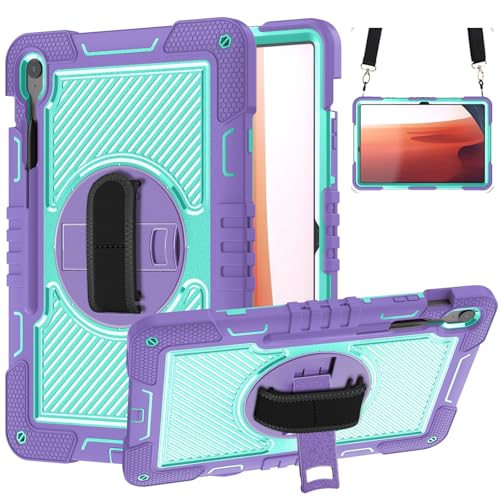Fundas para tabletas Compatible con Samsung Galaxy Tab S10 FE+/S10 FE Plus de 13 pulgadas (2025), funda resistente a prueba de golpes, funda protectora con correa de mano/correa de hombro, funda de si