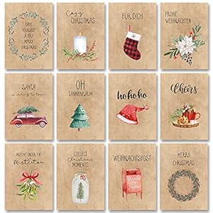 Weihnachtskarten Set (32 Stück) mit unterschiedlichen Motiven – A6 Postkarten für Weihnachten – Eine Christmas Postkarte…