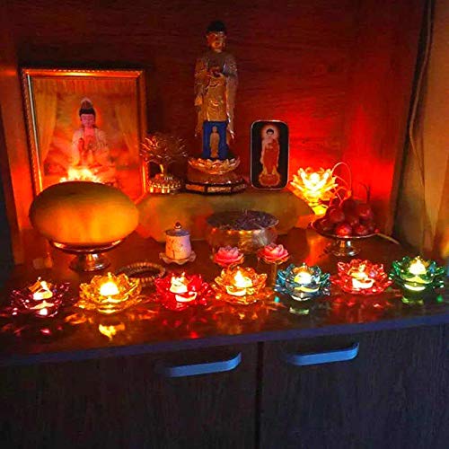 Breewell Fancy Crystal Glass Lotus Candle Holders | Purple & Yellow Color 3