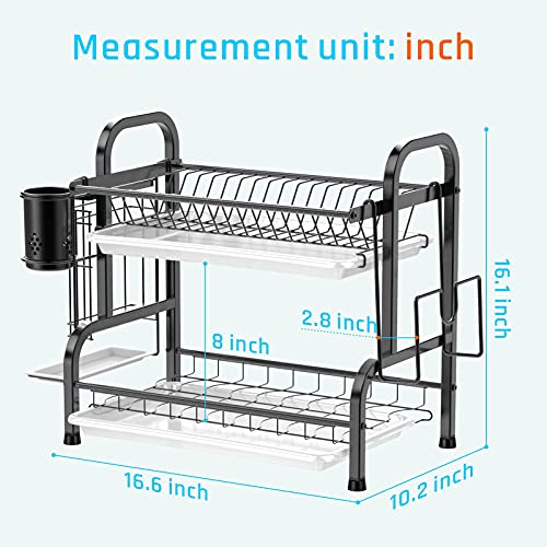 Ispecle Dish Drying Rack, 304 Stainless Steel 2-Tier Dish Rack With Utensil Holder, Cutting Board Holder And Dish Drainer For Kitchen Counter #TOP4