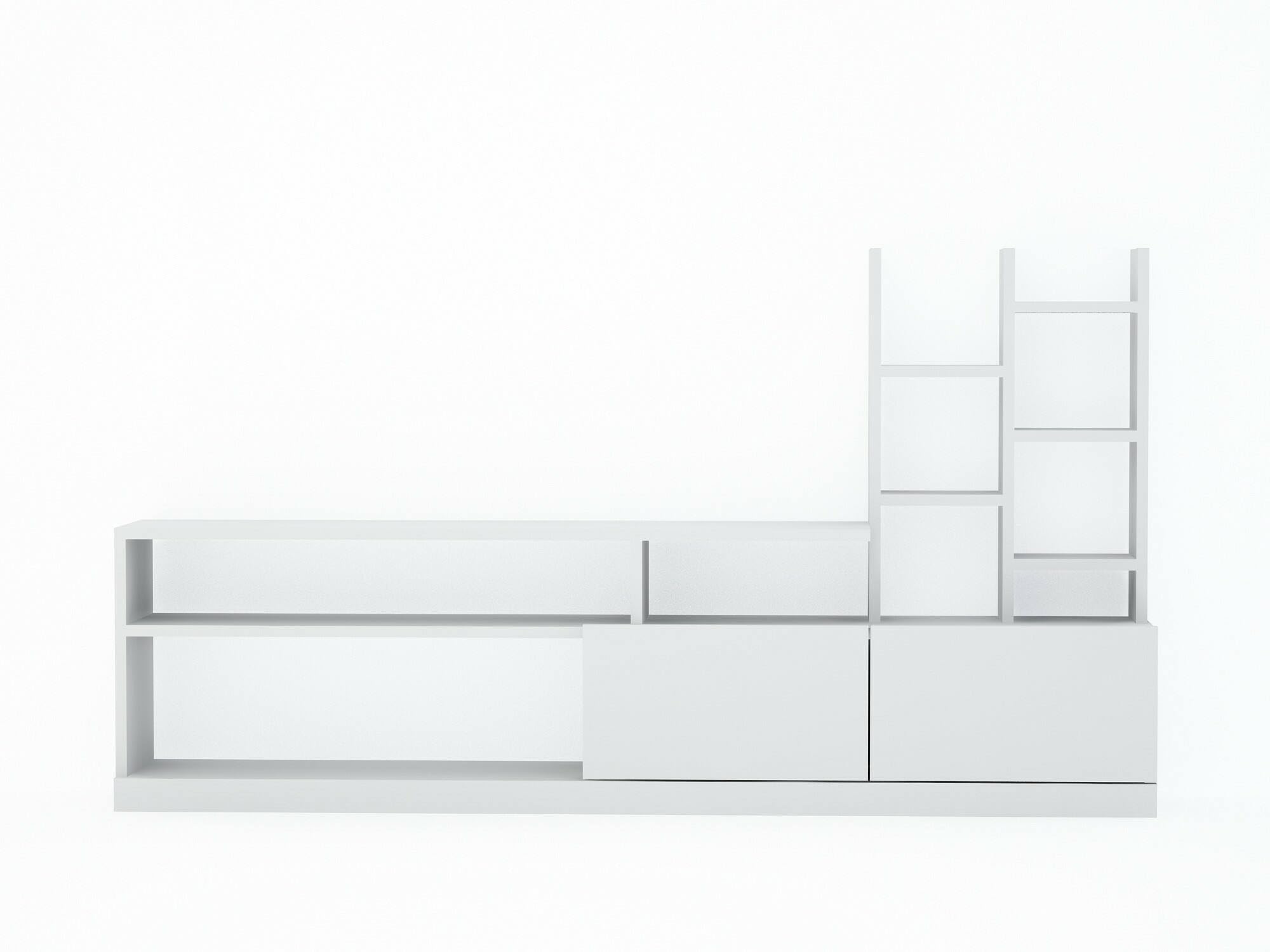 Dmora - Mobile porta TV Alni, Credenza da soggiorno, Armadio basso per TV, Base parete attrezzata, 164x25h91 cm, Bianco