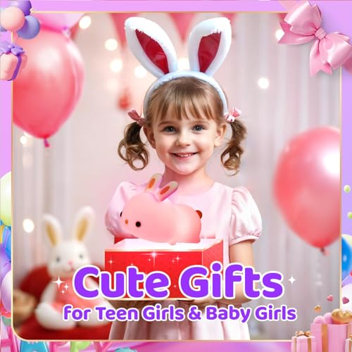 Image of GREEVA Night Lights for Girls Bedroom, Cute Night Light for Kids, LED Rechargeable Lamp, Gifts for Girls, Silicone Night Light Kids Cute Stuff (Bunny lamp)