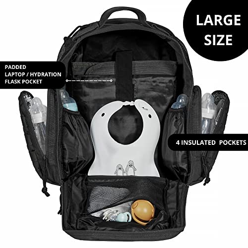 Phil & Jack Dad Diaper Bag Backpack, Baby Diaper Bag With Changing Station, Tactical Military Style, Womens Mens Diaper Bag (Black) #TOP2