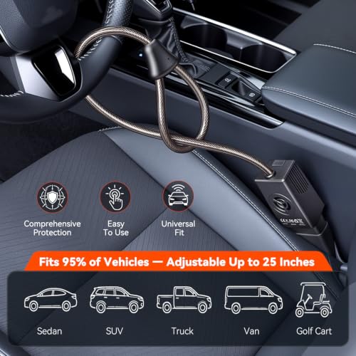 LNKERCO Steering Wheel Lock with Remote Alarm