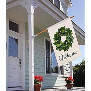 Baccessor Spring Summer Welcome Wreath House Flag 28 x 40 Inch Magnolia Leaves House Flag Vertical Double Sided Burlap Farmhouse Large Flags Outdoor Outside Seasonal Yard Decoration Baccessor Spring Summer Welcome Wreath House Flag 28 x 40 Inch Magnolia Leaves House Flag Vertical Double Sided Burlap Farmhouse Large Flags Outdoor Outside Seasonal Yard Decoration