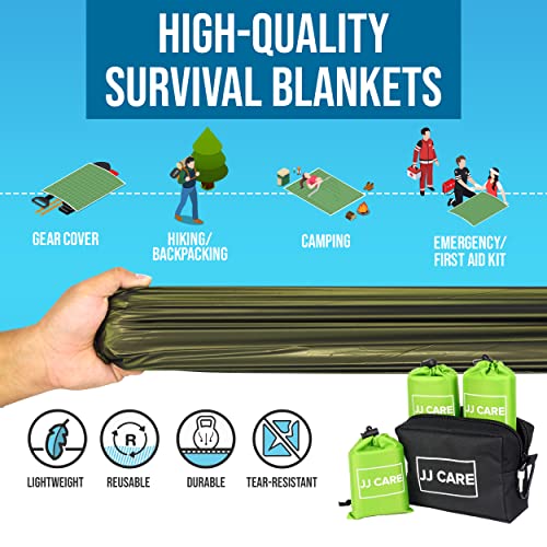 Jj Care Premium Mylar Blankets (Pack Of 6) - Heavy Duty Emergency Blankets For Survival, Insulating Thermal Blanket For Extreme Cold, Space Blanket, Multipurpose Survival Blanket For Rescue, Camping #TOP4