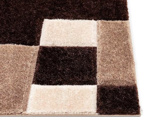 Image of FIASCO Polyester Shaggy Bedside Runner, Soft Indoor Modern Shaggy, Soft Rugs for- Living Room, Dinning Room, Office, Bedroom & Hallway Carpet Rugs Size 5X8 Coffe Box