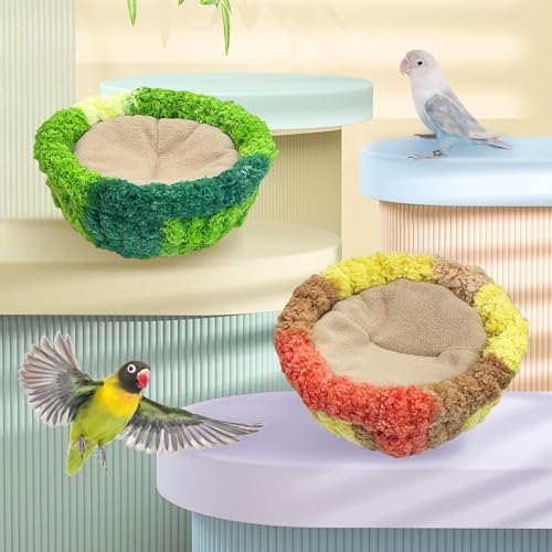 Image of kathson Bird Nest,Bird Nest for Cage Winter Warm Parakeet Nest Bird Breeding Nest Bed for Parrots, Budgies, Lovebirds, Canaries, Finches and Other Small Birds(Orangish Yellow)