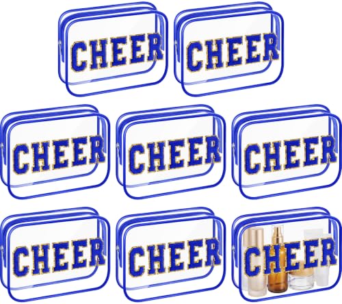 Kacctyen 8 Pcs Clear Cheer Makeup Bag Bulk, Sunscreen Pouch, Dark Blue