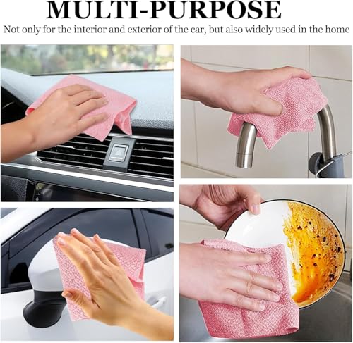 Image of Microfiber Cleaning Cloth Roll 20 Pack - Micro Fibre Cleaning Cloth Roll 25x25cm, Away Cleaning Towels - Reusable and Washable Cloths for Car, House, Garage or Kitchen,( 25 inchx 25 inchCM) (Pink)