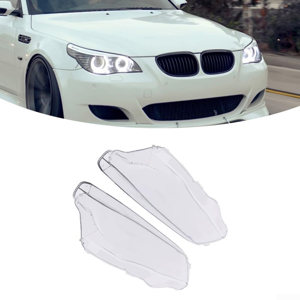 Par de cubiertas transparentes para faros delanteros E60 E61 525i para 530i 545i 550i M5 Sedan Touring 2003-2010, carcasa de repuesto de PC para carcasa agrietada amarillenta