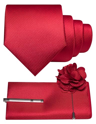 Image of JEMYGINS Mens Tie and Lapel Pin with Pocket Square Tie Clip Sets for Casual and Business 4PCS