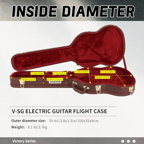 Image of GHOSTFIRE Electric Guitar Standard 39-Inch Hard Case for SG, V-SG Brown