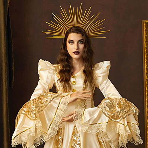 Fantherin Women’s Mary Halo Crown Headband Zip Tie Spiked Halo Crown Goddess Headpiece Headdress for Cosplay Halloween Costume Party