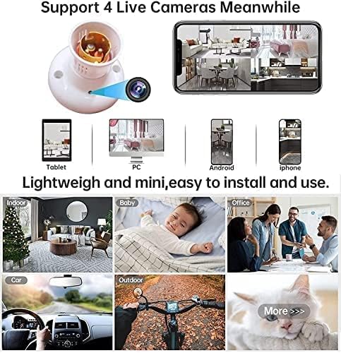 Image of GUPTAVISIONHD WiFi 1080P Spy Bulb Holder Camera Hidden Socket Camera Mini Security Secret Nanny Cam with Live Audio & Video Recording