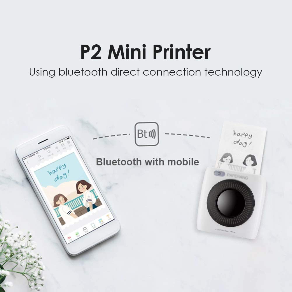 P2 Mini stampante termica portatile tascabile per iOS Android, stampante fotografica portatile per cellulare