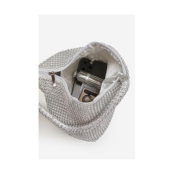 BABEYOND 1920s Flapper Handbag Clutch Gatsby Crystal Handbag Roaring 20s Evening Clutch Bag 1920s Gatsby Costume Accessories (Silver) - Image 4