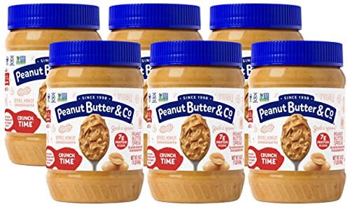Peanut Butter & Co. Crunch Time Peanut Butter, Non-GMO Project Verified, Gluten Free, Vegan, 16 Ounce (Pack of 6)