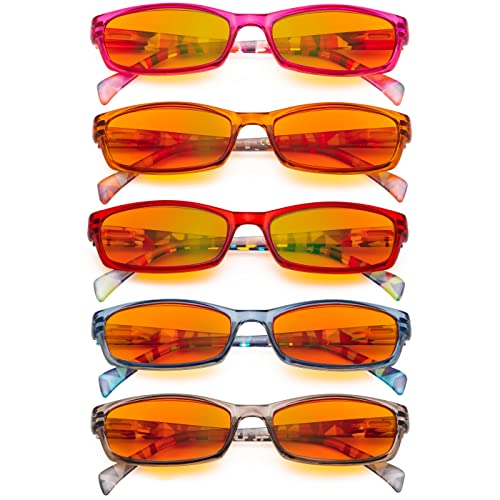 Image of Eyekepper 5 Pack Computer Glasses Digital Eye Strain Prevention Blue Light Filter Reading Glasses Orange Tinted +1.00