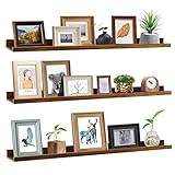 Giftgarden 47 Inch Long Floating Shelves for Wall, Rustic Picture Ledge Large Shelf for Living Room Bedroom Bathroom Kitchen, Set of 3 Different Sizes