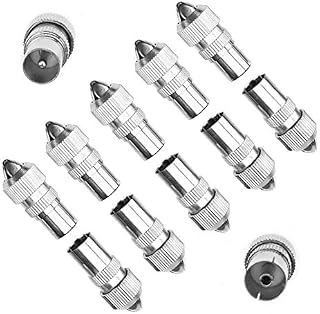 TV Aerial Connectors, XCOZU 10 Pack Metal TV Coaxial Cable Connectors Male to Female, 5 Female & 5 Male TV Aerial Cable Adapter F Connector Adaptor, Coaxial Connector Coax RF Cable Aerial Plug