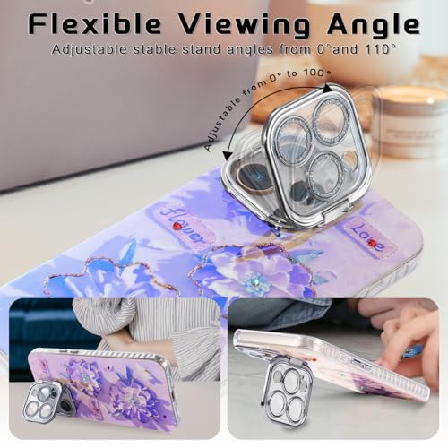 Coque iPhone 16 Pro Max violette avec protège-caméra et béquille - 3
