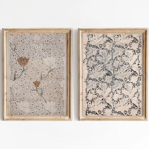 Vintage Botanical Wall Art Prints Set of 2 Antique Sketch Wall Art Decor Neutral Flower Canvas Wall Art Floral Pictures Farmhouse Painting Vintage Floral Artwork for Room Bedroom 16x24 Inch Unframed