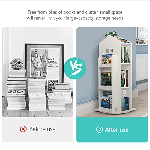 Nisorpa Rotating Bookshelf 360 Display Floor Standing Bookcase Spinning Shelf Storage Rack Freestanding Storage Organizer Holder Book Rack For Kids&Adults Multi-Functional Bookshelf Organizer #TOP7