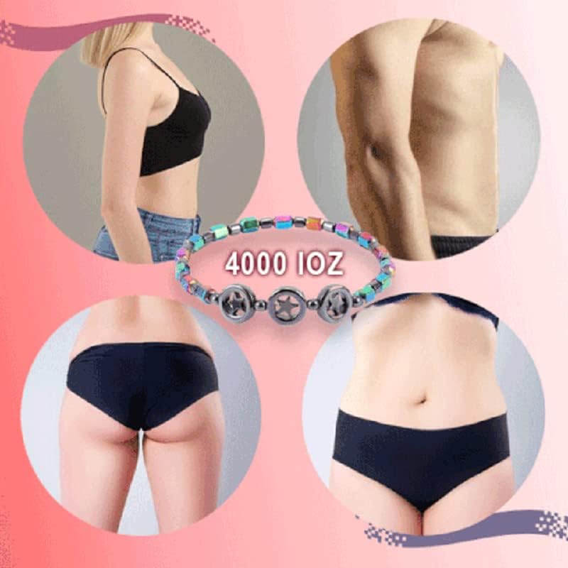 Miniatura 4 de Tobillera magnética delgada de hematita, tobillera delgada con terapia de hematita, ajuste de hematita, tobillera de obsidiana negra antihinchazón