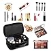 Viridian Mist Makeup Bag, Travel Cosmetic Bag for Women Girls, with Brushes Compartment, Zipper Pouch, Multifunctional Travel Organizer, 2 Layer, Shiny Black