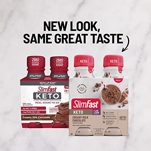 Slimfast Keto Meal Replacement Shake, Creamy Milk Chocolate, Low Carb Ready To Drink Shake With Protein, 11 Fl. Oz Bottle, 4 Count (Packaging May Vary) .. #TOP5